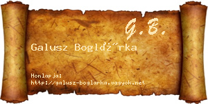 Galusz Boglárka névjegykártya